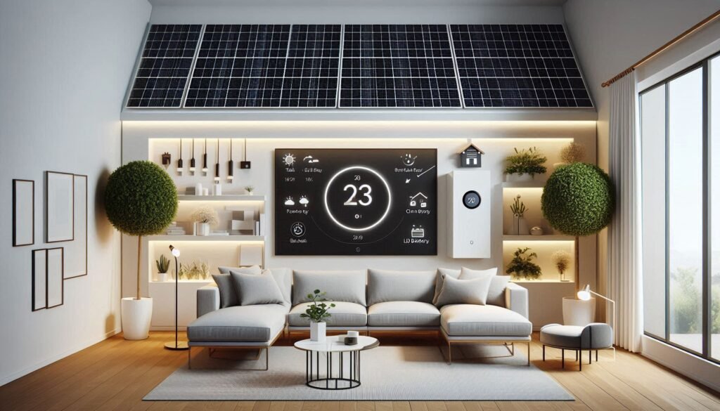 Smart home technology integrated into sustainable interior design for energy efficiency