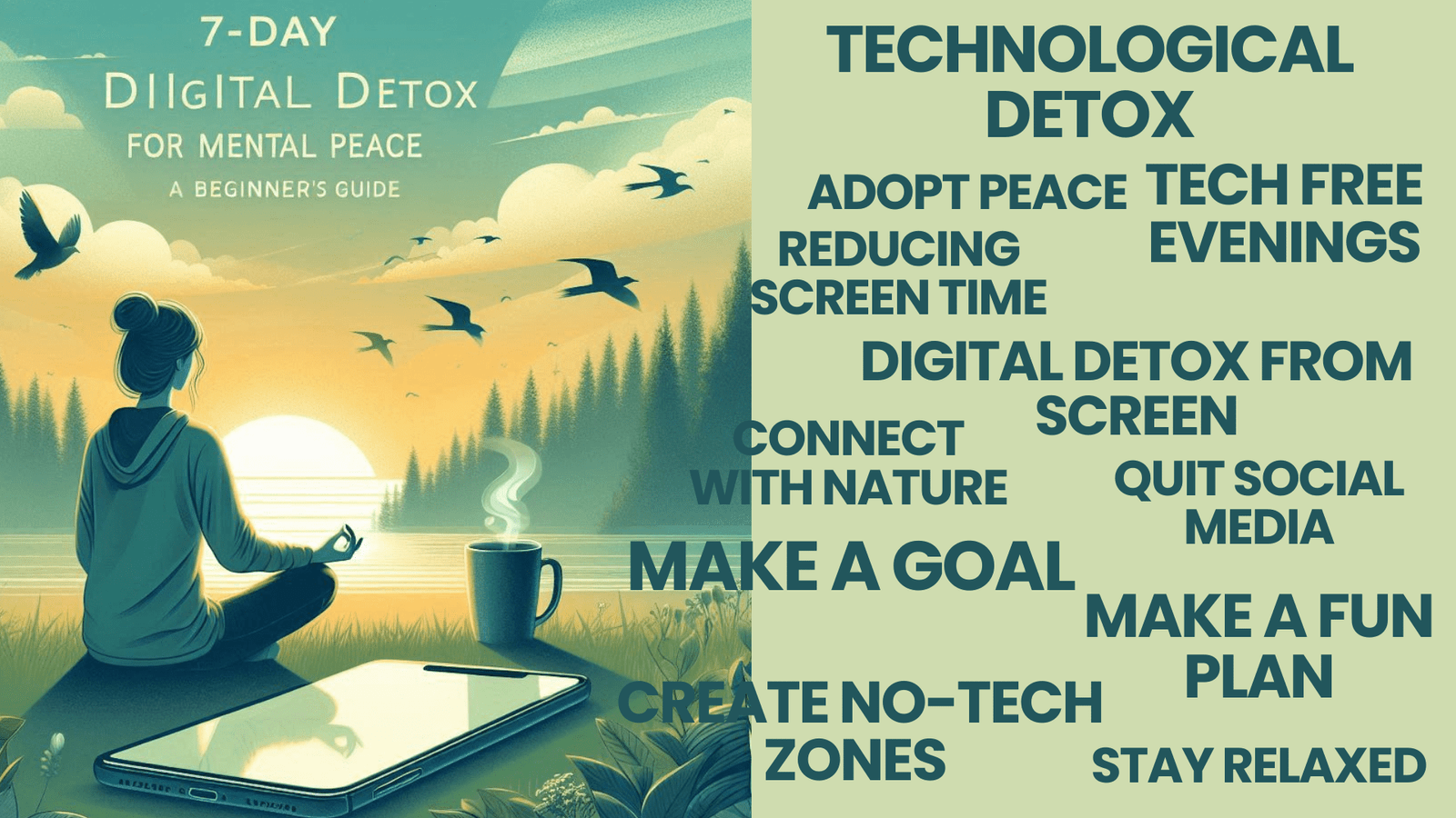 Person practicing a digital detox in nature, unplugging from smartphone for mental peace.