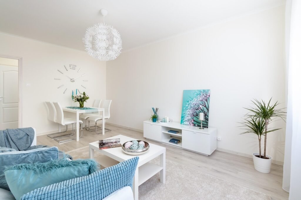 minimalist white living room